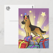 誕生日のドイツ牧羊犬 ポストカード (正面/裏面)