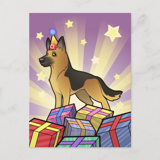 誕生日のドイツ牧羊犬 ポストカード (正面)