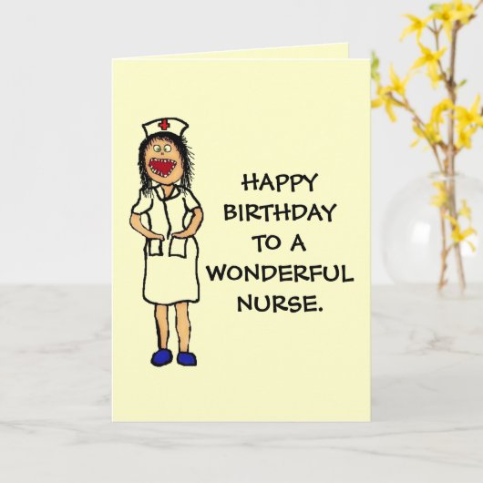 誕生日のナース カード (黄色い花)