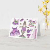 誕生日のバイオレットの紙の人形カード カード (黄色い花)