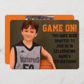 誕生日のバスケットボールは招待状を遊ばします 招待状 (正面/裏面)