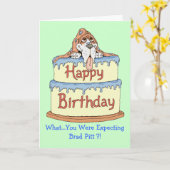 誕生日のバセット犬 カード (黄色い花)