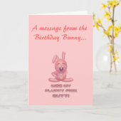 誕生日のバニー カード (黄色い花)