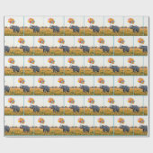 誕生日のバルーンブーケを持つ象 ラッピングペーパー (フラット)