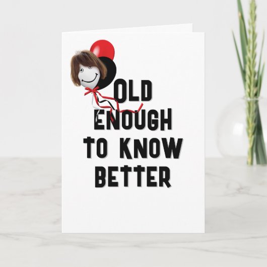 誕生日のバルーン顔を古くする カード (正面)