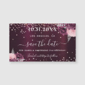 誕生日のバーガンディフローラマグネットを保存 (正面)