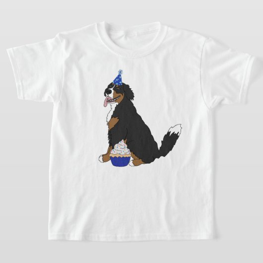 誕生日のバーニーズ・マウンテン・ドッグ Tシャツ (レイダウン)