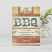 誕生日のバーベキューのパーティの招待状のヴィンテージのスタイル 招待状 (スタンド正面)