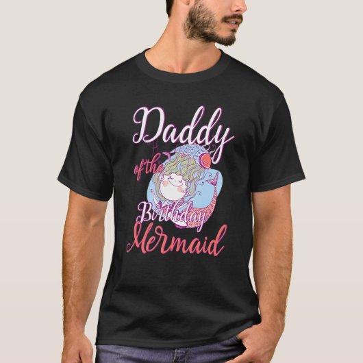 誕生日のパパMermaid娘Bday女の子B Tシャツ (正面)