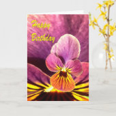 誕生日のパンジーの花 カード (黄色い花)