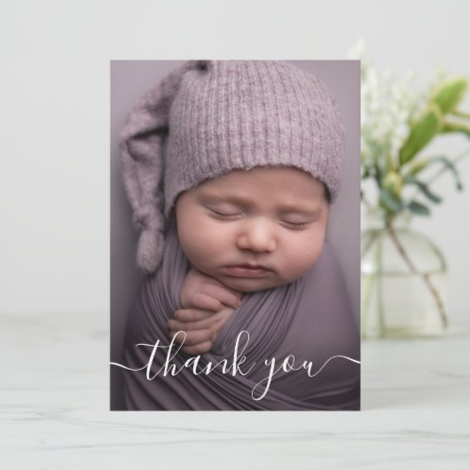 誕生日のパーソナライズされた写真の手書き サンキューカード (スタンド正面)