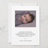 誕生日のパーソナライズされた写真の手書き サンキューカード (裏面)