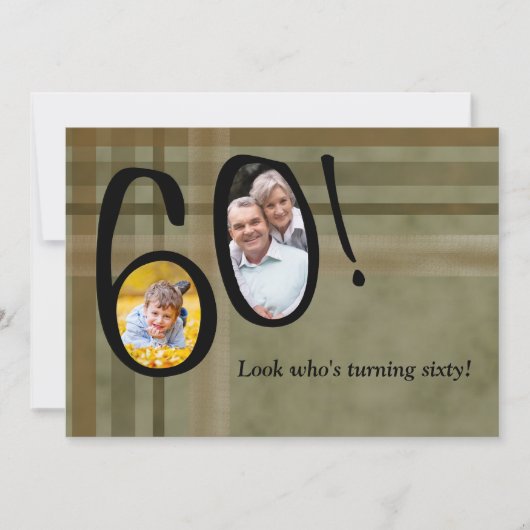 -誕生日のパーティの招待状かだれが60を回しているか見て下さい 招待状 (正面)