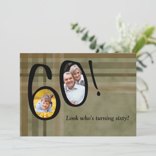 -誕生日のパーティの招待状かだれが60を回しているか見て下さい 招待状 (スタンド正面)