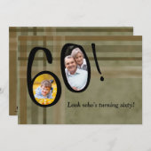 -誕生日のパーティの招待状かだれが60を回しているか見て下さい 招待状 (正面/裏面)