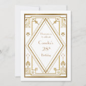 誕生日のパーティの招待状の女性、白い素晴らしいGatsby 招待状 (正面)