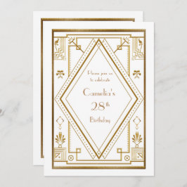 誕生日のパーティの招待状の女性、白い素晴らしいGatsby 招待状