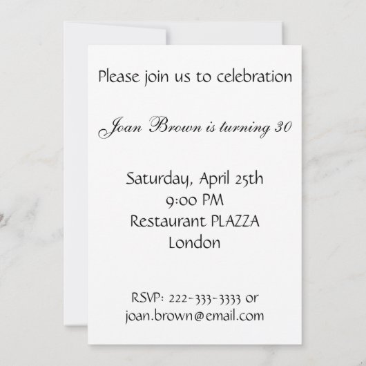 誕生日のパーティの招待状の黒ダイヤの弓デザイン 招待状 (裏面)