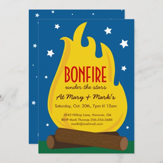 誕生日のパーティの招待状はキャンプします、 招待状 (正面/裏面)