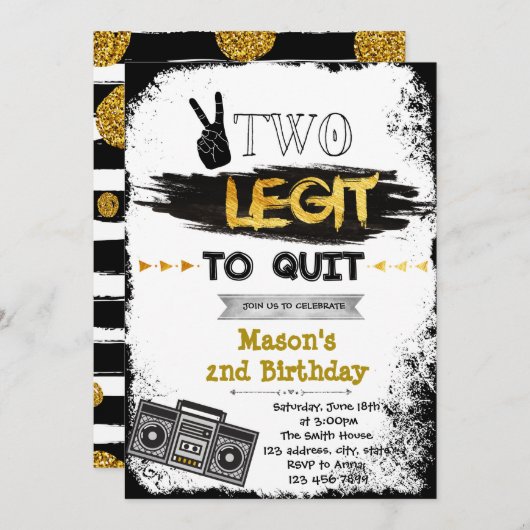 誕生日のパーティの招待状をやめる2合法 招待状 (正面/裏面)