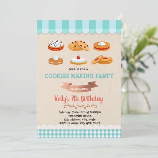 誕生日のパーティの招待状を作るクッキー 招待状 (スタンド正面)
