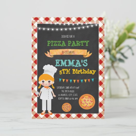 誕生日のパーティの招待状を作るピザ 招待状 (スタンド正面)
