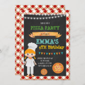 誕生日のパーティの招待状を作るピザ 招待状 (正面/裏面)