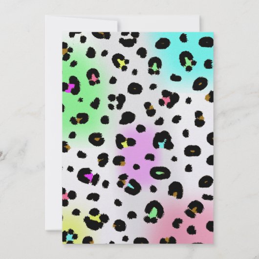誕生日のパーティの招待状-ネオンエアブラシのヒョウ 招待状 (裏面)