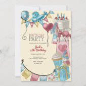 誕生日のパーティーの子供たち 招待状 (正面)