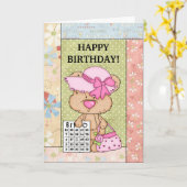 誕生日のビンゴの挨拶状 カード (黄色い花)