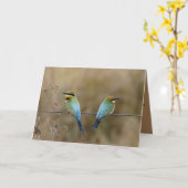 誕生日のビーイーター(鳥)をフィーチャーした名刺 カード (黄色い花)