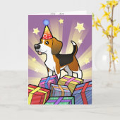 誕生日のビーグル犬 カード (黄色い花)