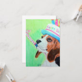 誕生日のビーグル犬 カード (正面/裏面インサイチュ)