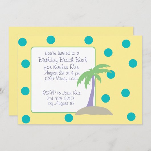誕生日のビーチの強打の招待状 招待状 (正面/裏面)