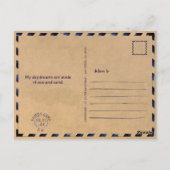 誕生日のビーチパーティー ヤシの葉と夕焼けの海 ポストカード (裏面)