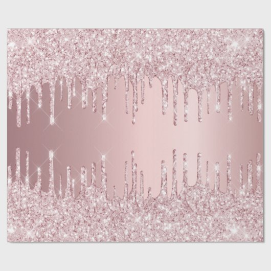 誕生日のピンクのグリッターが滴り、スパークル、ダスティーローズ ラッピングペーパー (フラット)