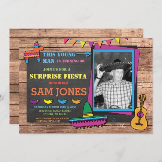 誕生日のフェスタのメキシコのメキシコ写真のパーティーの招待 招待状 (正面/裏面)