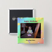 誕生日のフォトボタン/ピン 缶バッジ (正面&裏面)