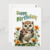 誕生日のフクロウ ポストカード (正面/裏面)