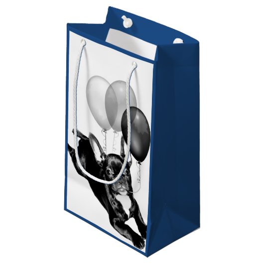 誕生日のフレンチ・ブルドッグのギフトバッグ スモールペーパーバッグ (正面アングル)