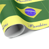 誕生日のブラジルのポルトガルの旗の包装紙 ラッピングペーパー (ロールコーナー)