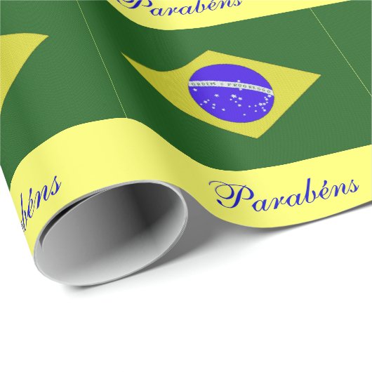 誕生日のブラジルのポルトガルの旗の包装紙 ラッピングペーパー (ロールコーナー)