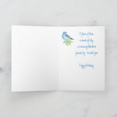 誕生日のブルーバードの水彩画の鳥のコレクション カード (内部)