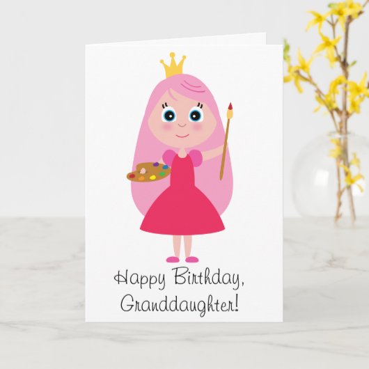 誕生日のプリンセスの芸術家の孫娘 カード (黄色い花)