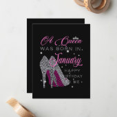 誕生日のプリンセス | 1月に女王が生まれた ノートカード (正面/裏面インサイチュ)
