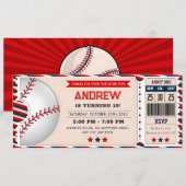 誕生日のプレゼントにベースボールチケット 招待状 (正面/裏面)