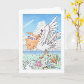 誕生日のペリカン カード (黄色い花)