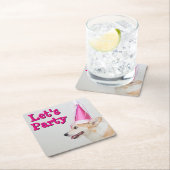 誕生日のペンブロークのウェルシュコーギー犬 スクエアペーパーコースター (インサイチュ)