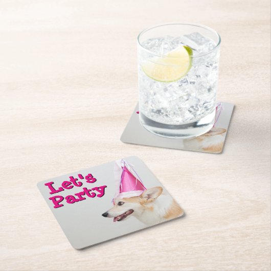 誕生日のペンブロークのウェルシュコーギー犬 スクエアペーパーコースター (インサイチュ)