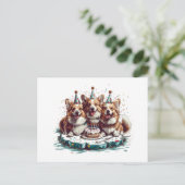 誕生日のペンブローク・ウェルシュ・コーギー犬 ポストカード (スタンド正面)